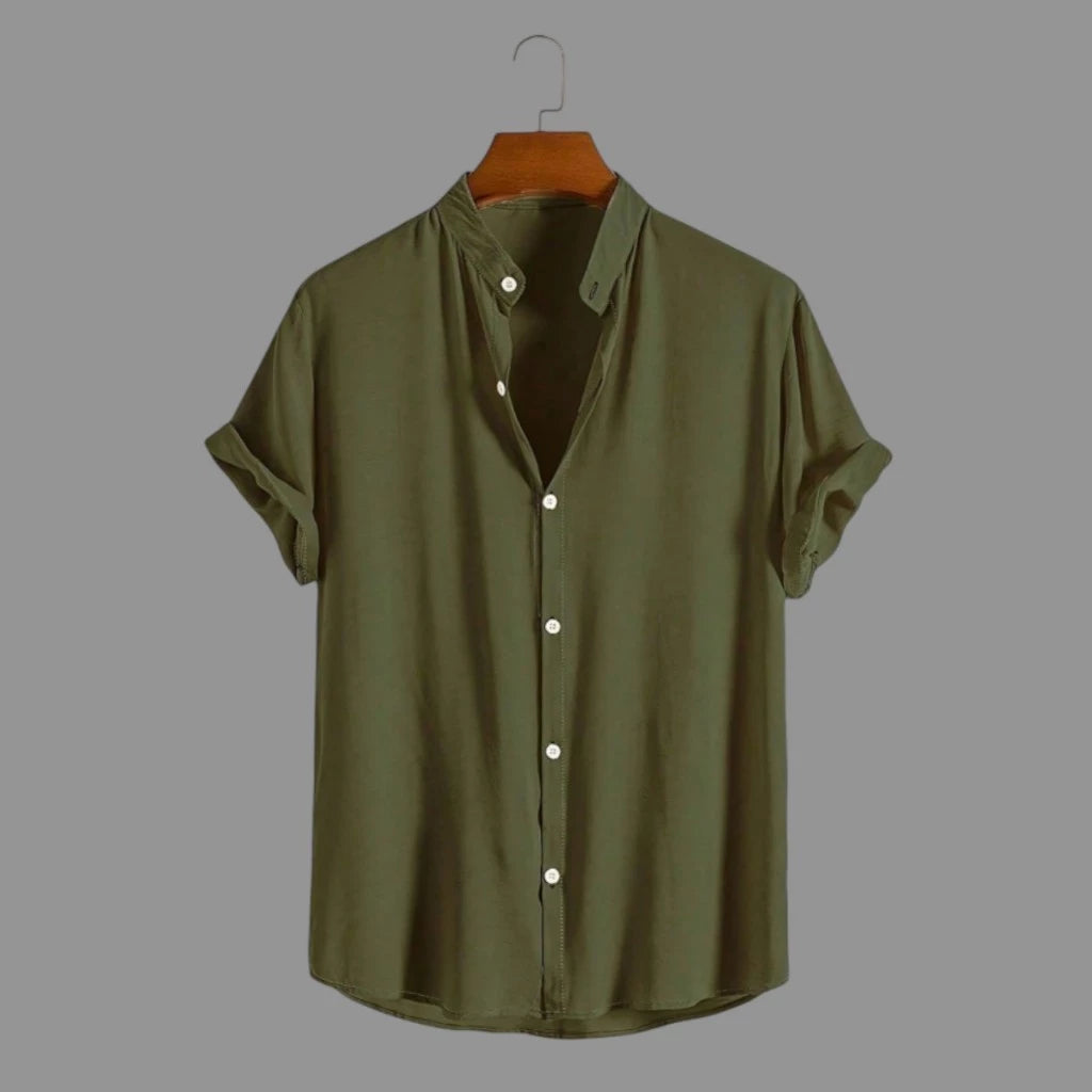 camisa de linho verde militar